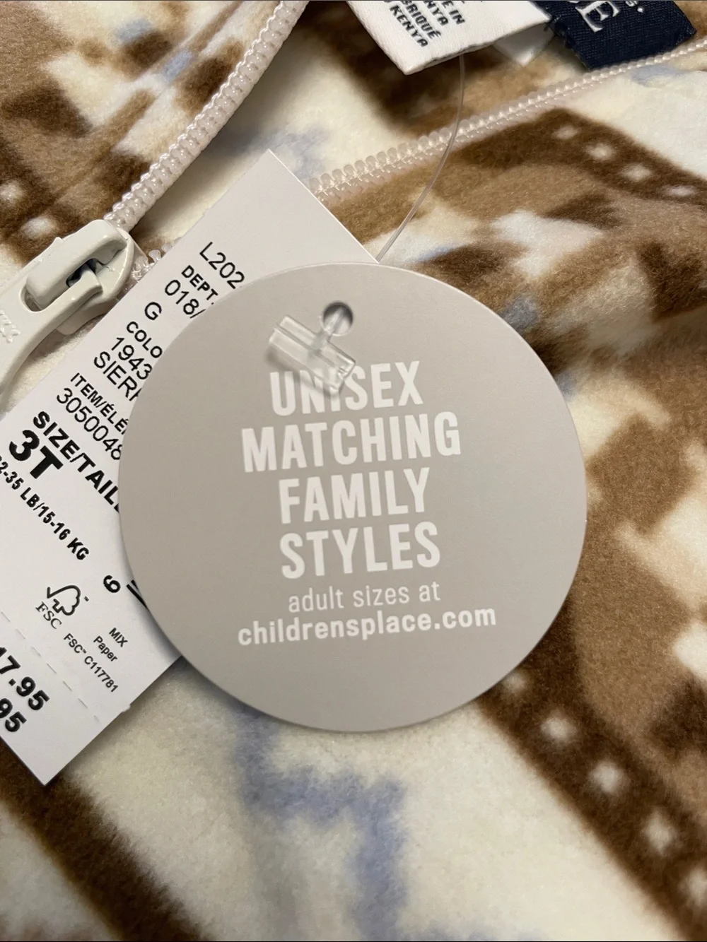 NWT The Children’s Place 3T SIERRA TAN Half Zip Pullover Micro-fleece Fair Isle